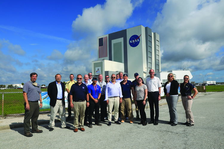 President Cabrera, campus leaders, and business professionals at NASA. 