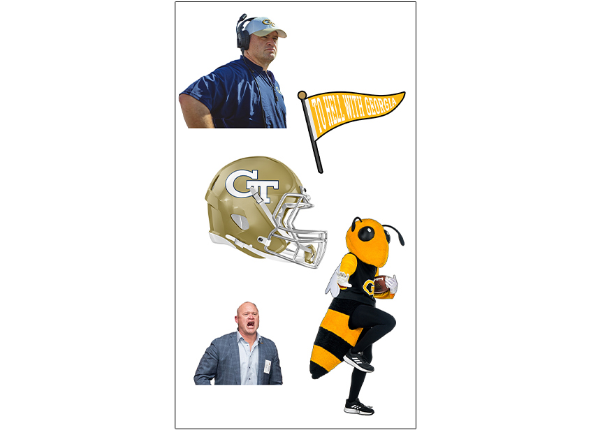 Digital stickers of football imagery and people