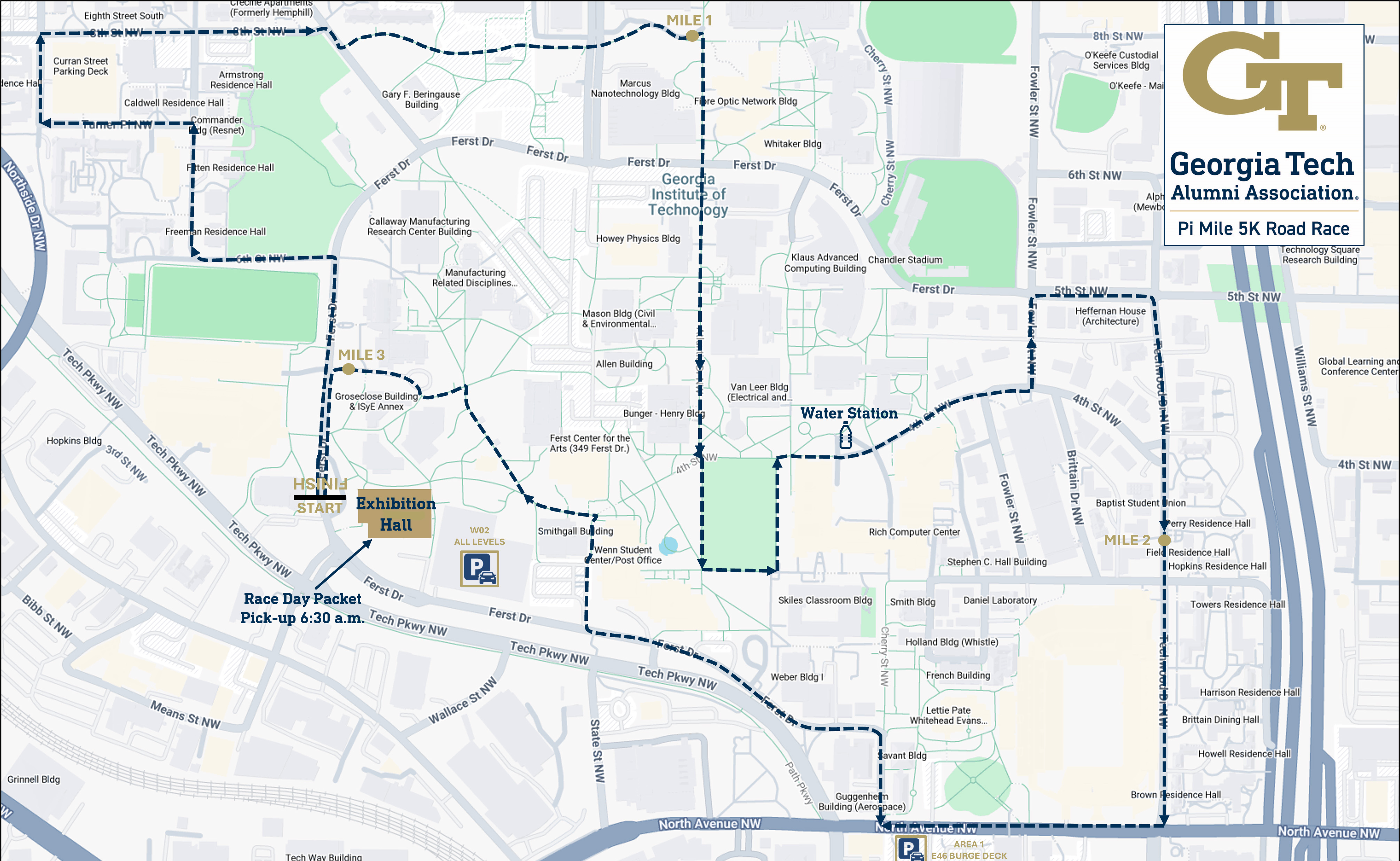 map of pi mile race route