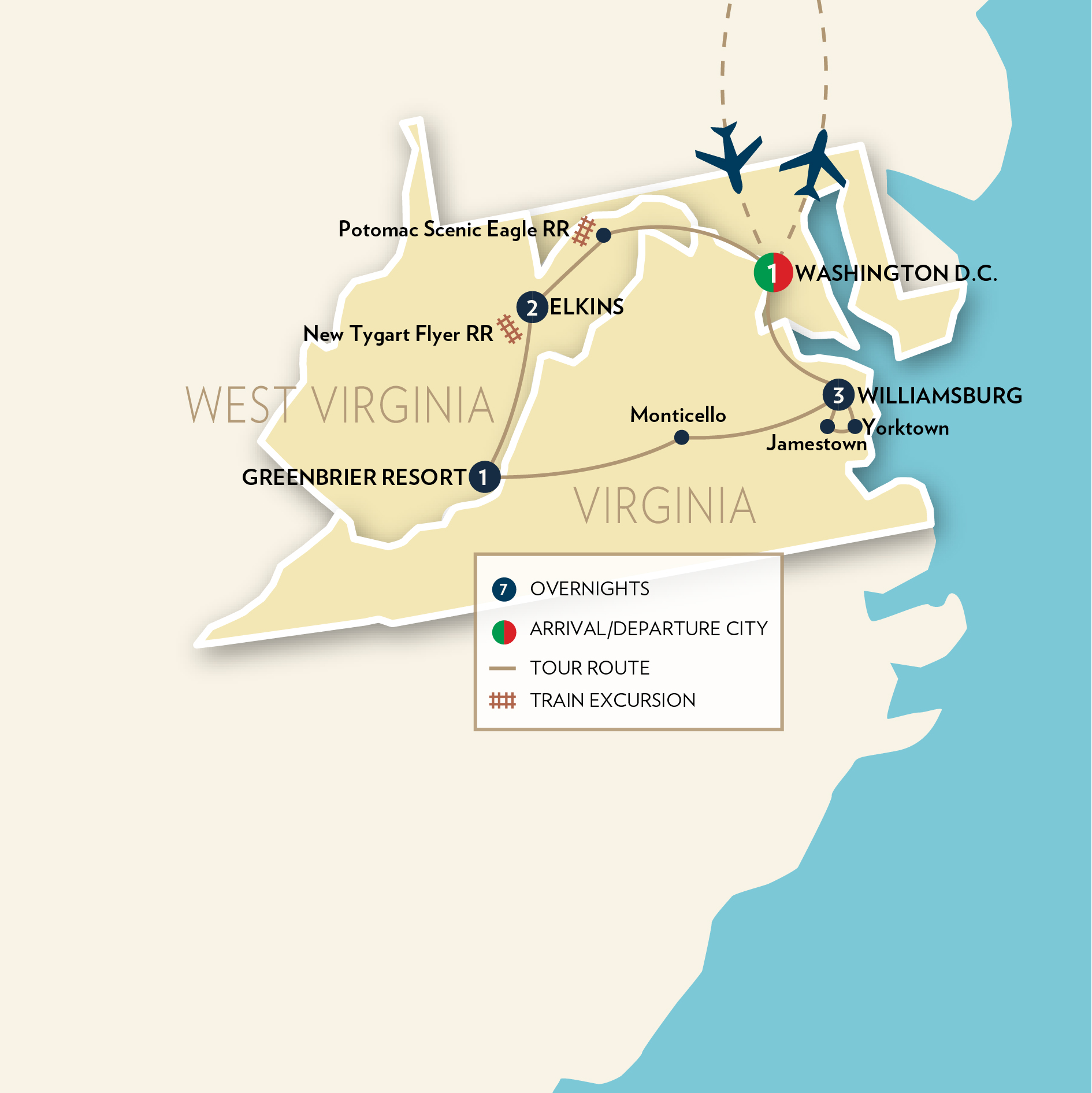 map of West Virginia and Williamsburg trip