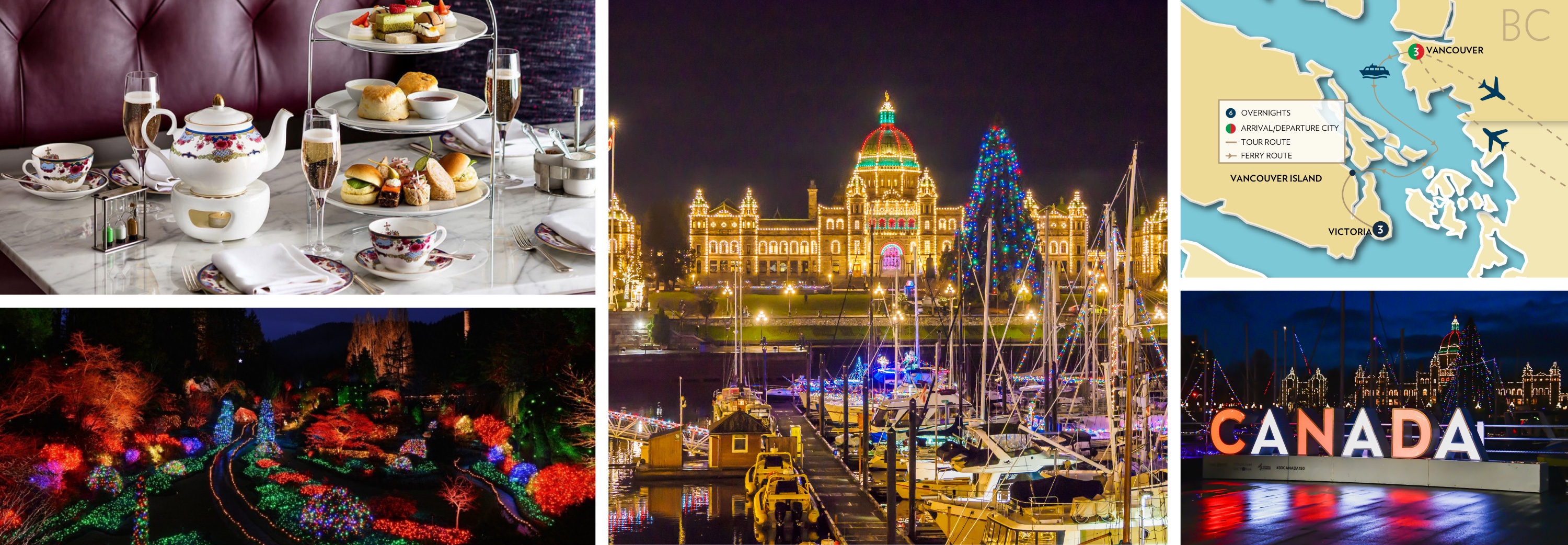 Collage of Christmas season in Victoria & Vancouver