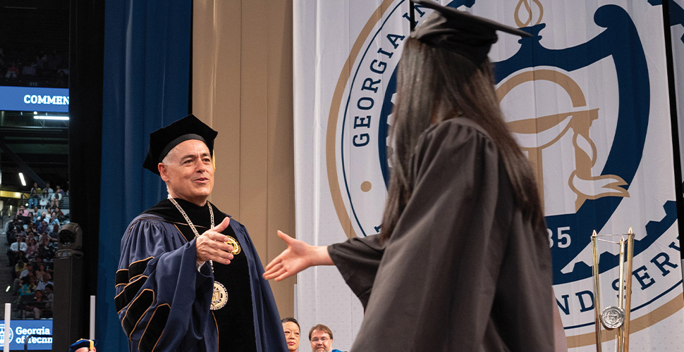 Graphic of students waking up a flight of stairs with text overlayed onto to the stairs