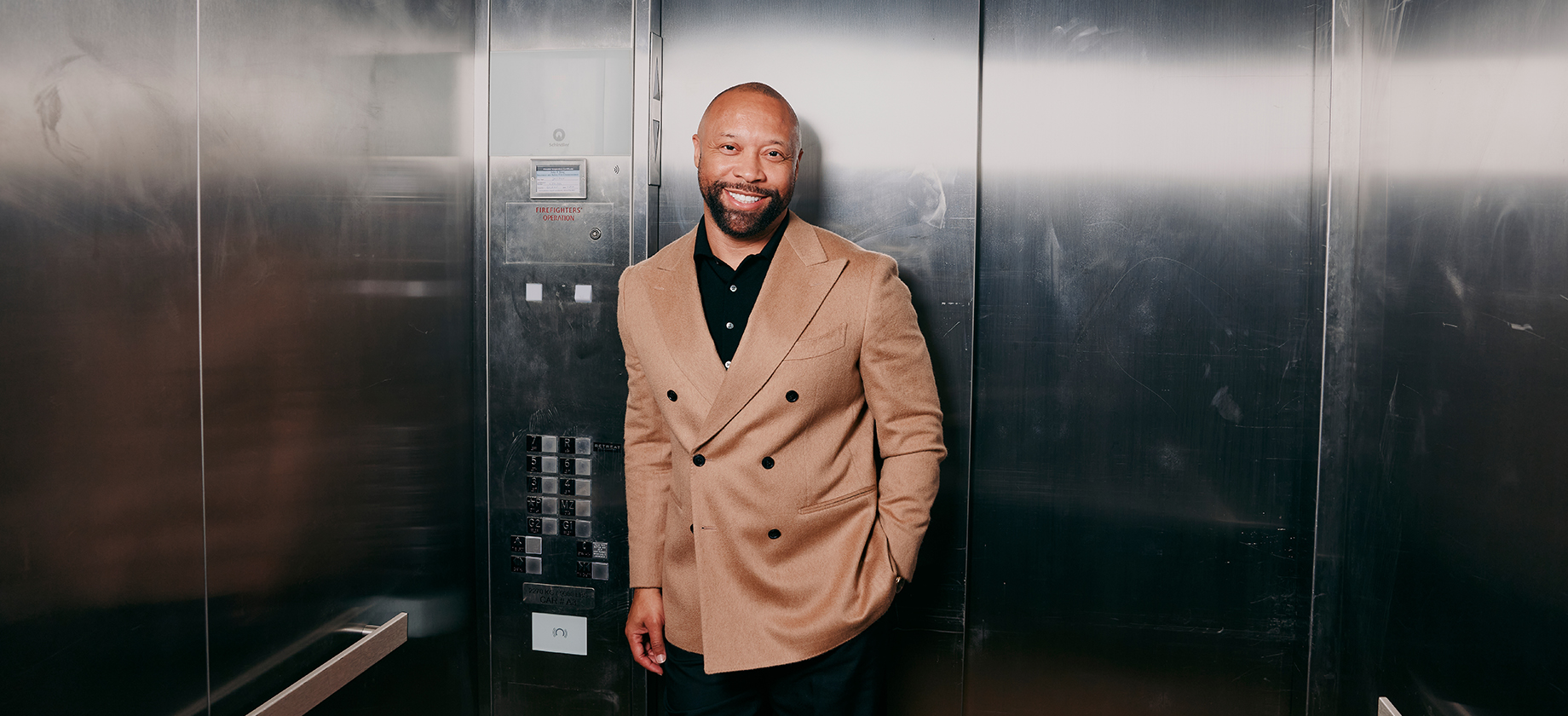 Person standing in an elevator