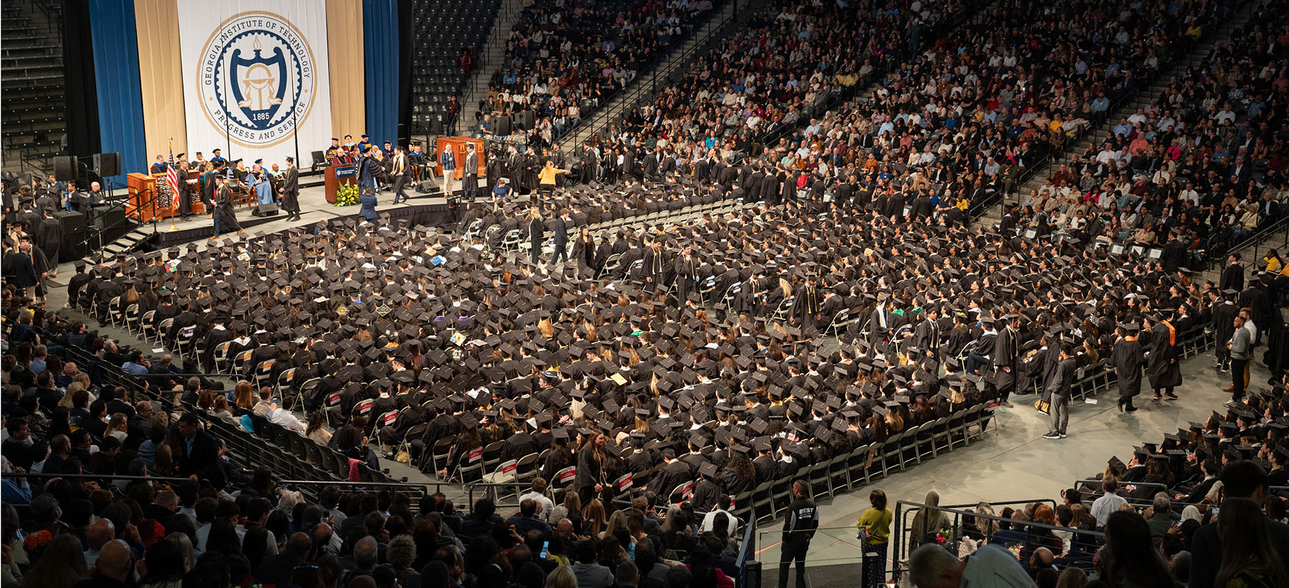 overhead of a graduation ceremony