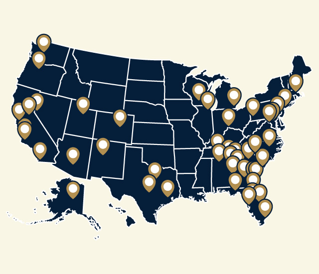 map of the US with GT networks highlighted