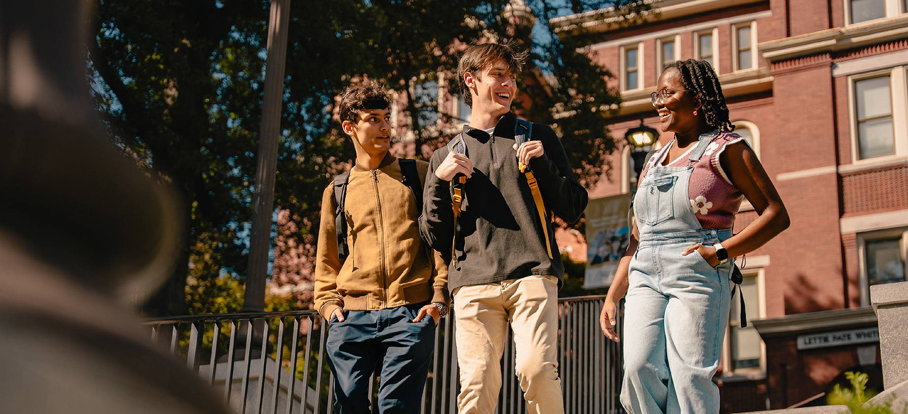 Group of students walking on campus