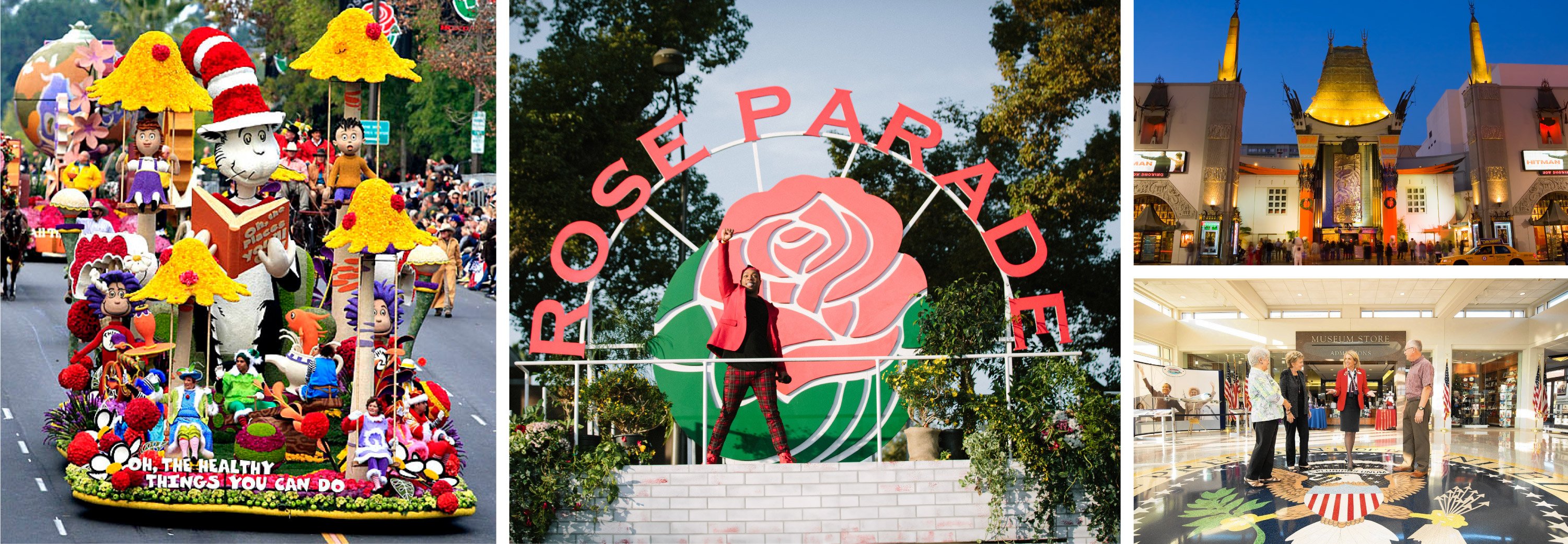 collage of rose day parade