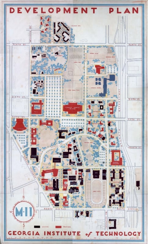 The final proposed development plan from 1952, incorporating the 5th Street Bridge. 