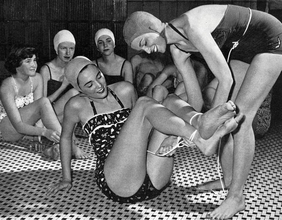 women in drownproofing class