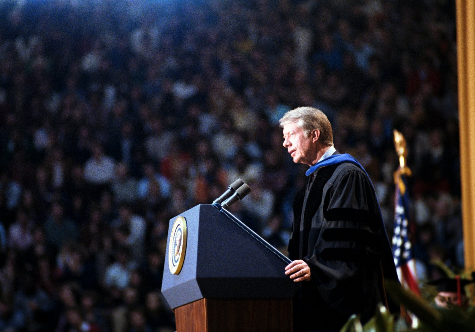 Jimmy Carter addressing GT students