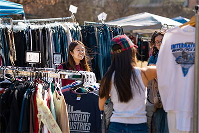 People shopping at a pop up shop