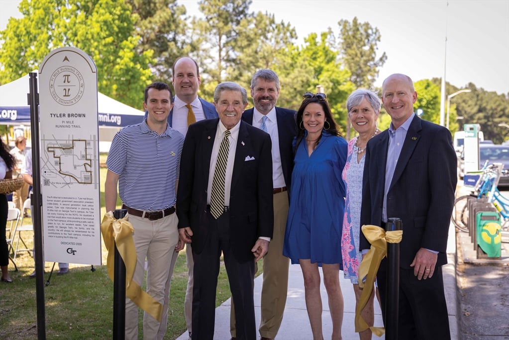 Attendees at the Tyler Brown Pi Mile rededication ceremony