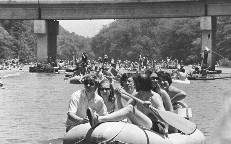 group of people on the flotilla on the river