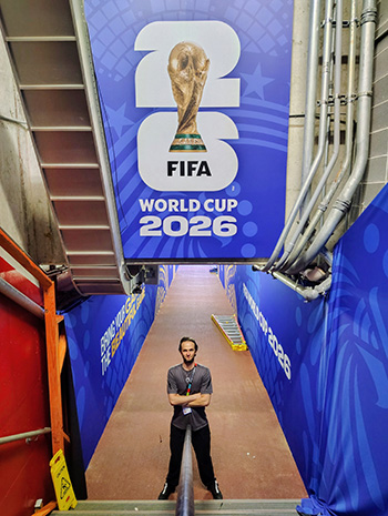 Casewit standing at the tunnel to the stadium