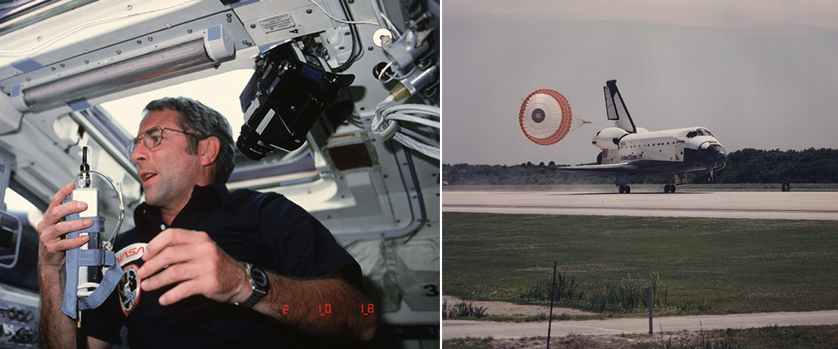 side by side photos of Truly and the Columbia Space Shuttle