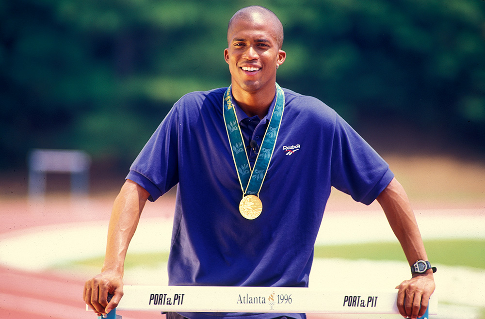 Derrick Adkins with gold medal