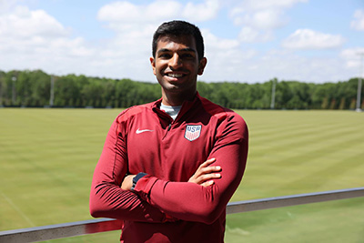 Easwaran headshot in USMNT gear
