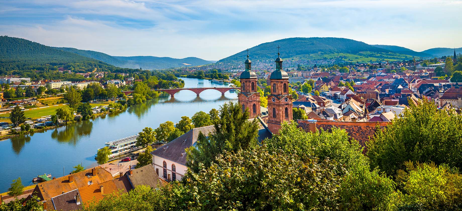 An overhead shot of the river rhine