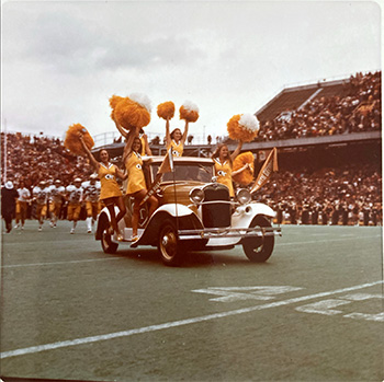 Reck driving out onto the field