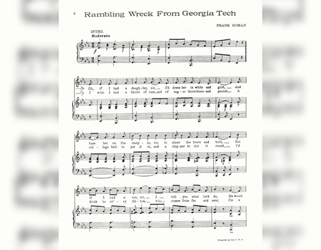 Sheet music for the GT fight song 