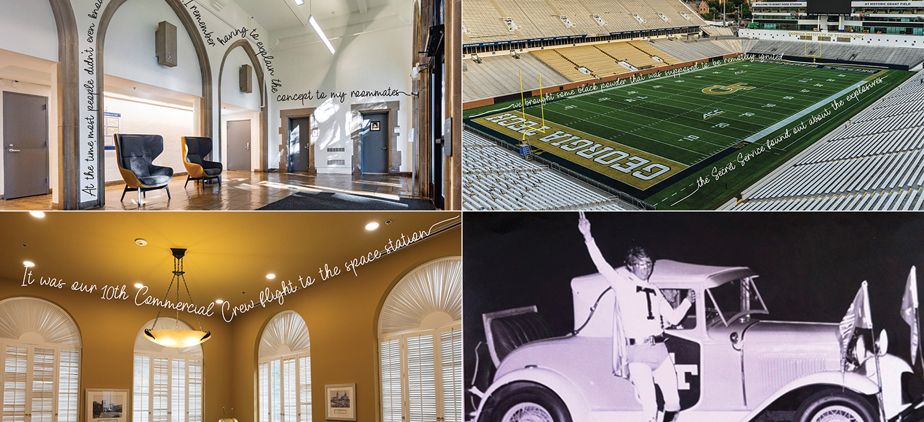 graphic of vintage GT buildings and people