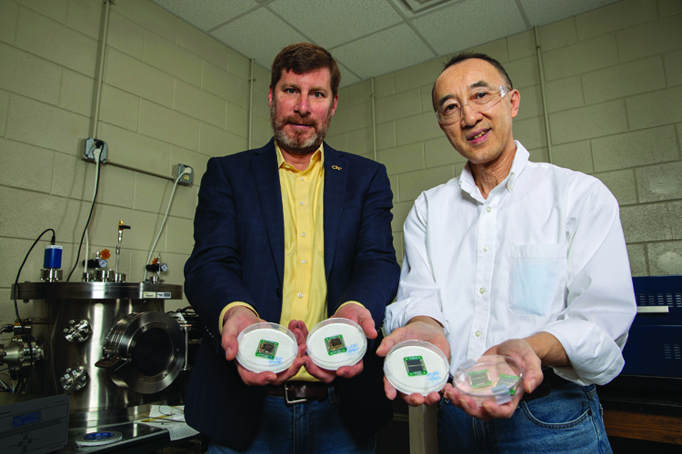 two professors with chips