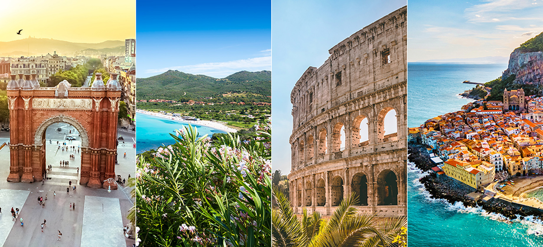 Collage of places along the french and italian reviera