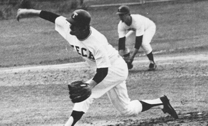 Old image of a pitcher in action