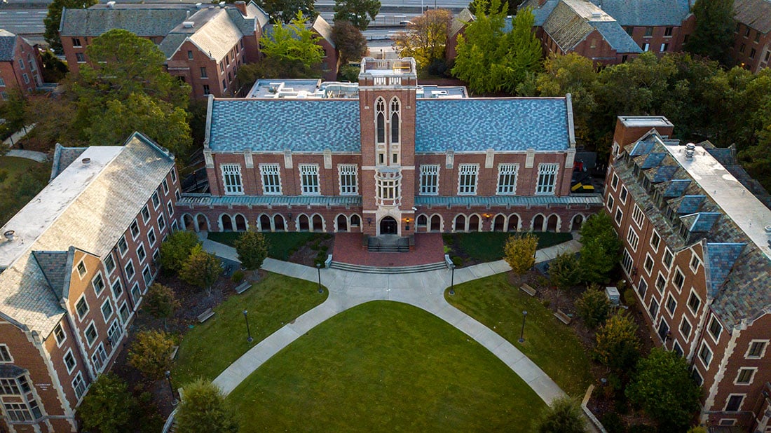 Drone shot of Brittain Hall
