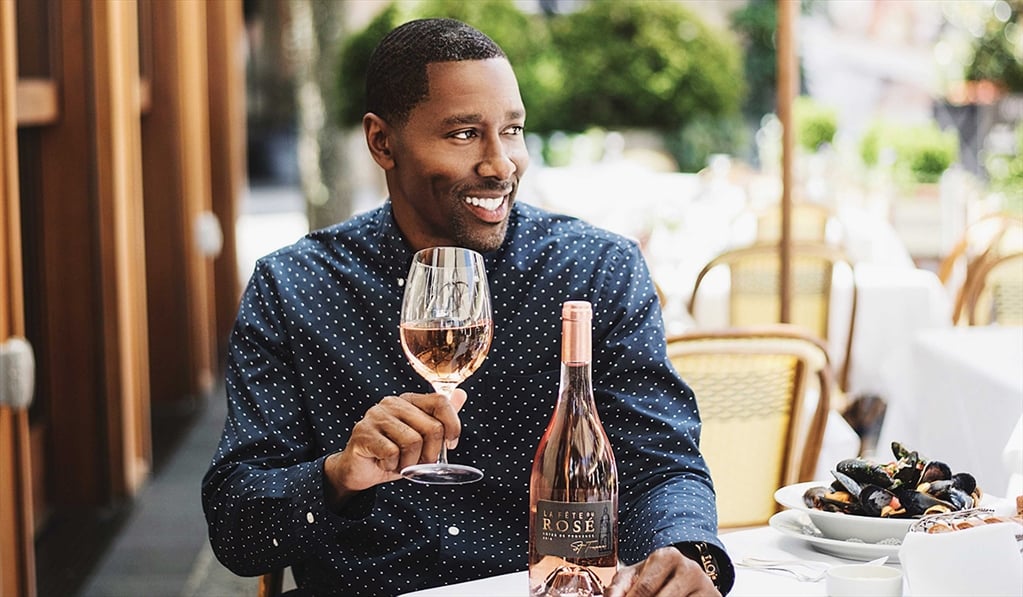 Burston drinking his rosé