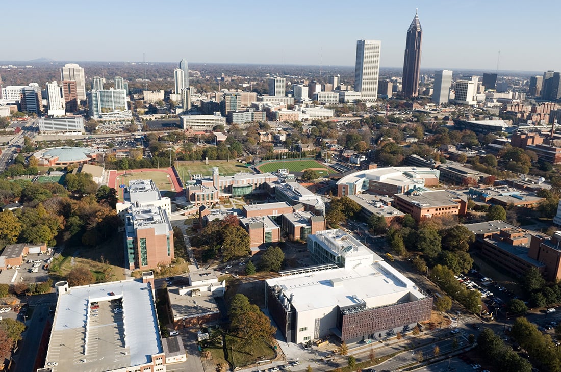 Georgia Tech's campus overlooking the Bioquad and east campus circa 2003.