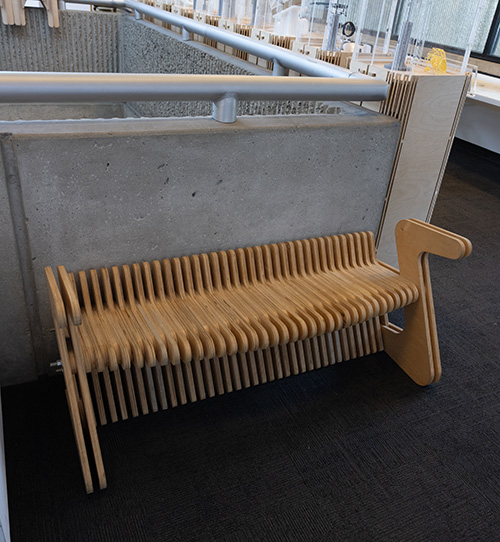 A wooden bench