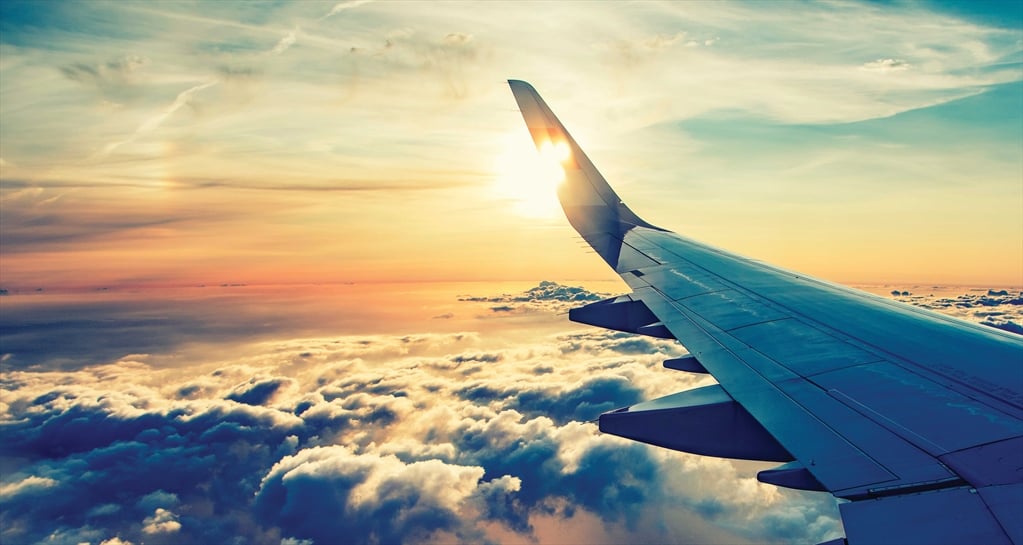 view from a plane window looking out