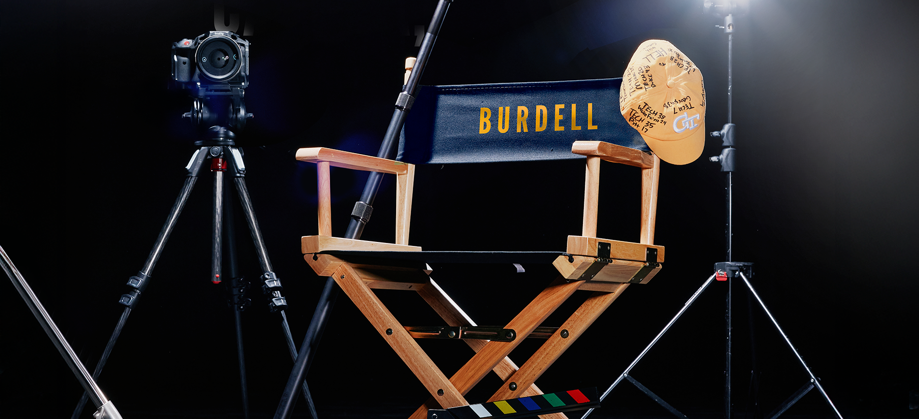 Directors chair and clapper in a photoshoot