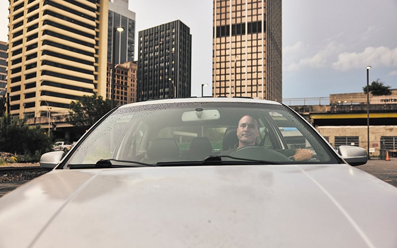 Getzler in his car