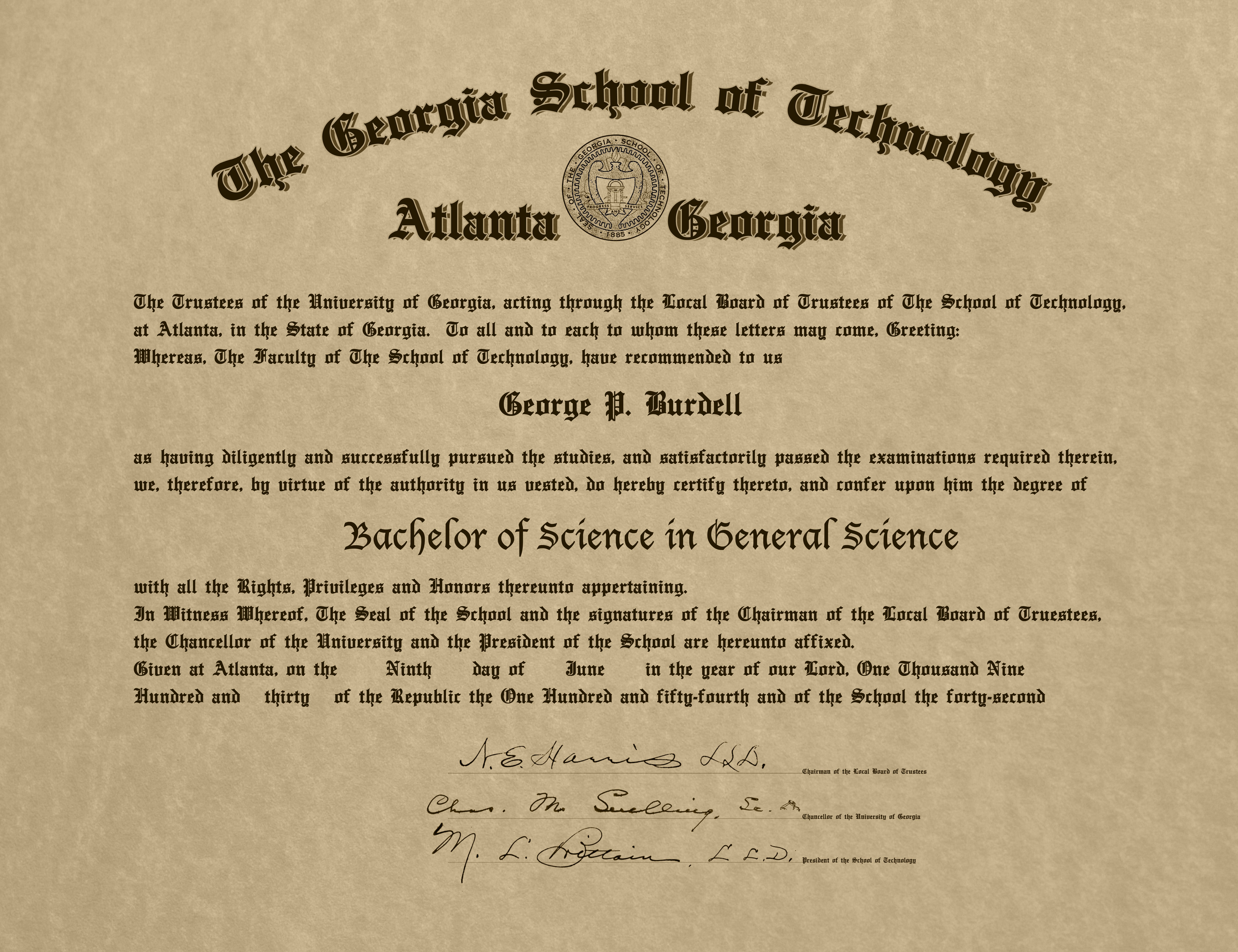 Burdell diploma