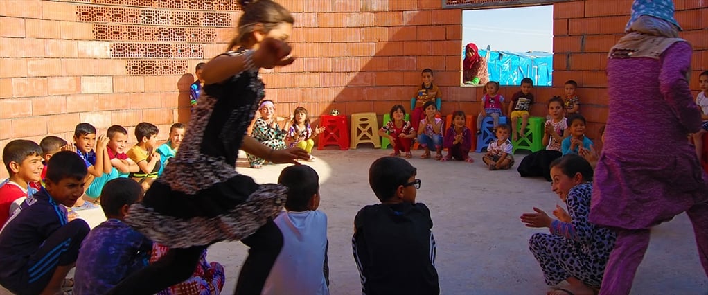 Refugee children playing