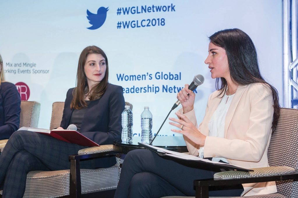 Suha Kayum speaking on a panel