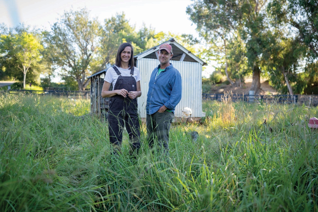 Molly Chester and her husband on their farm
