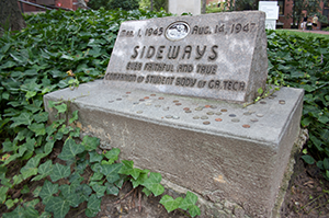 Sideways' grave marker