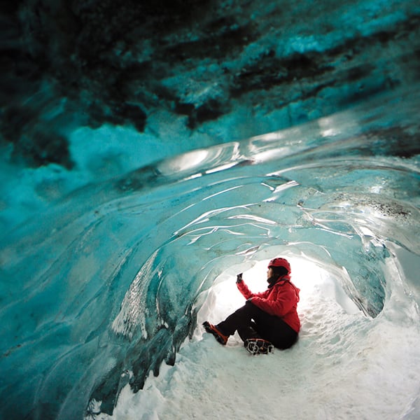 person inside an ice sheet
